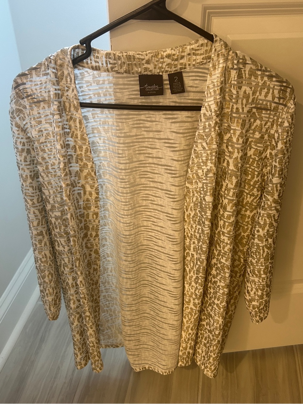 Chico’s travelers Lightweight Printed Open-Front Women's Cardigan Sweater